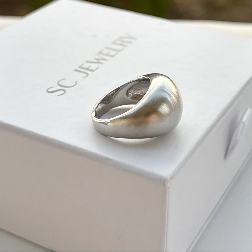 Limited Edition French Dome Ring - Brushed Silver Platinum Plated - Picture 7 of 10